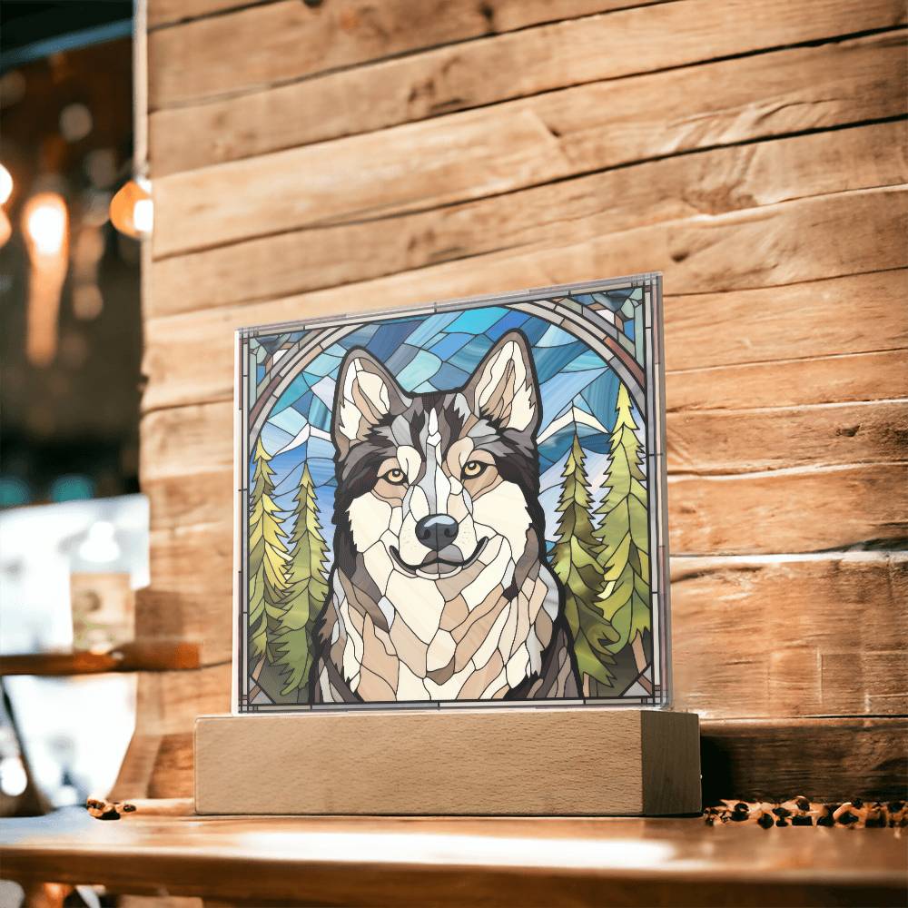 Siberian Husky Dog Acrylic  Square Plaque, Pet Memorial