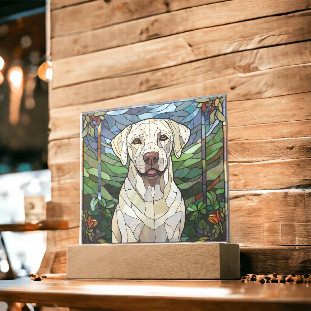 White Labrador Retriever Dog Acrylic  Square Plaque, Pet Memorial