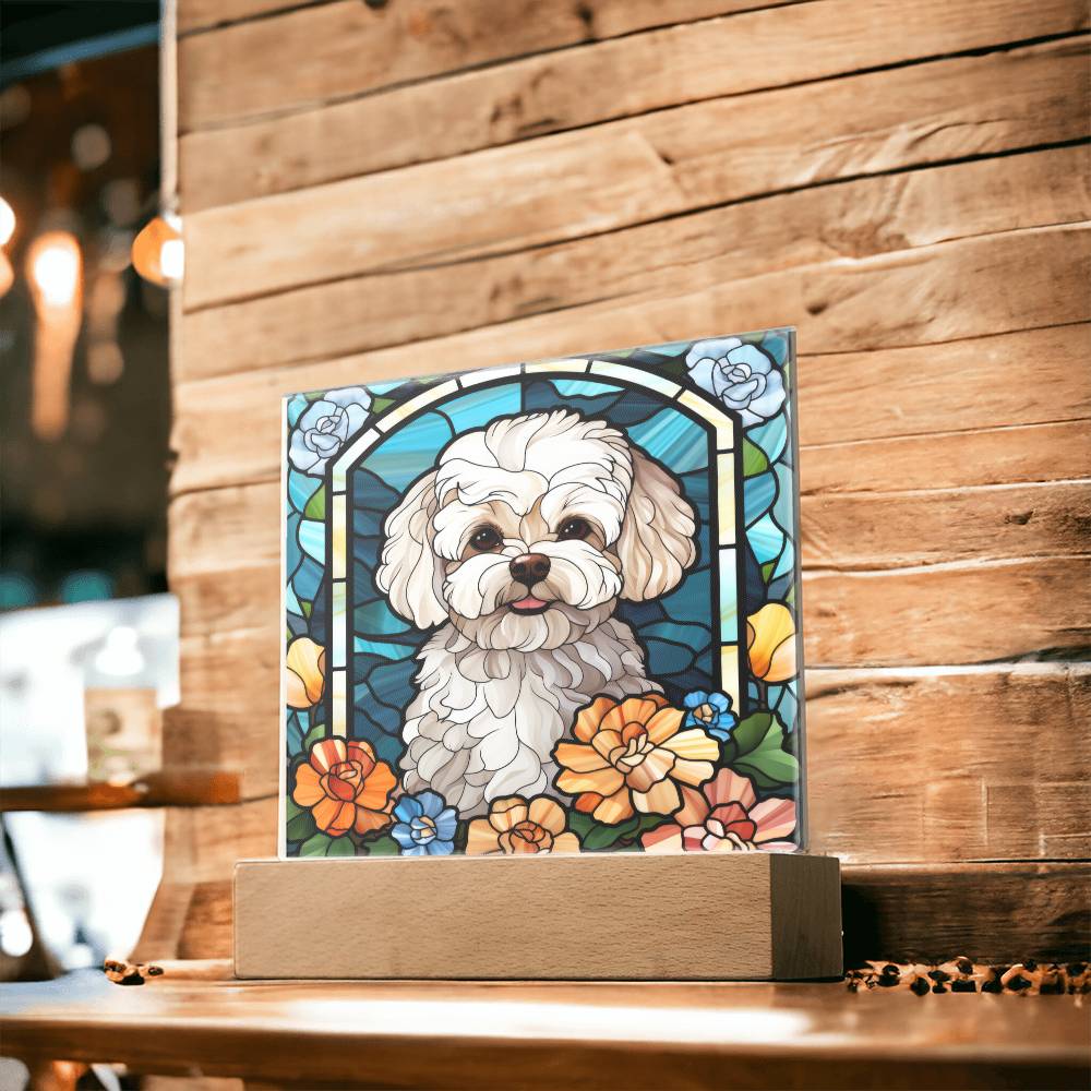 Maltipoo Dog Acrylic  Square Plaque, Pet Memorial