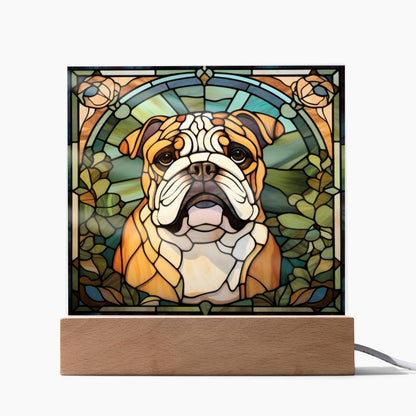 Bulldog Acrylic Square Plaque