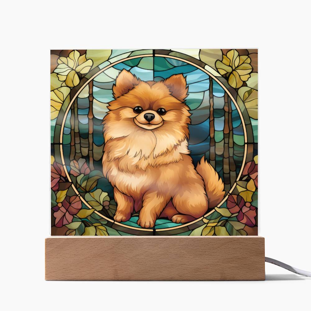 Pomeranian Dog Acrylic  Square Plaque, Pet Memorial