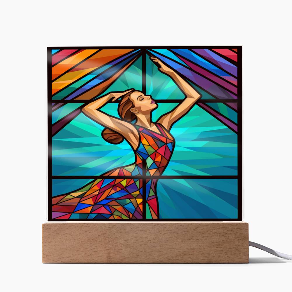 Dancer Sublimation Stained Glass Square Acrylic Plaque