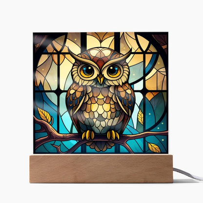 Owl Square Acrylic Plaque