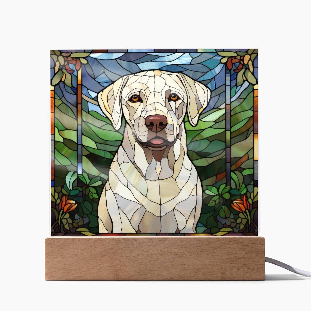 White Labrador Retriever Dog Acrylic  Square Plaque, Pet Memorial