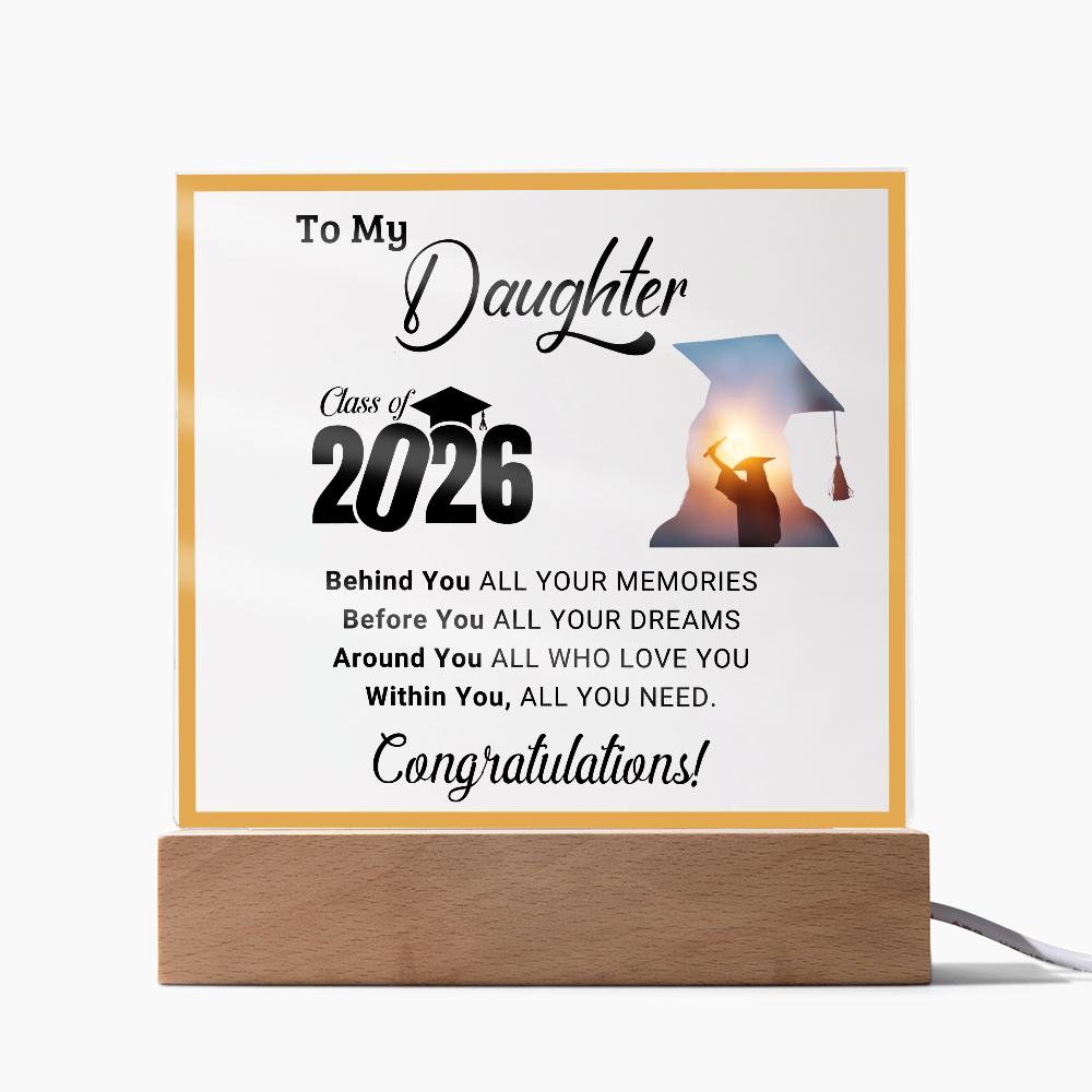 Daughter's 2026 Graduation Acrylic Light Up Plaque