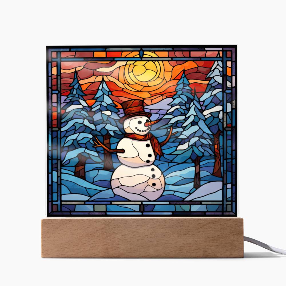 square-stained-glass-snowman (8) Sublimation Stained Glass Square Acrylic Plaque