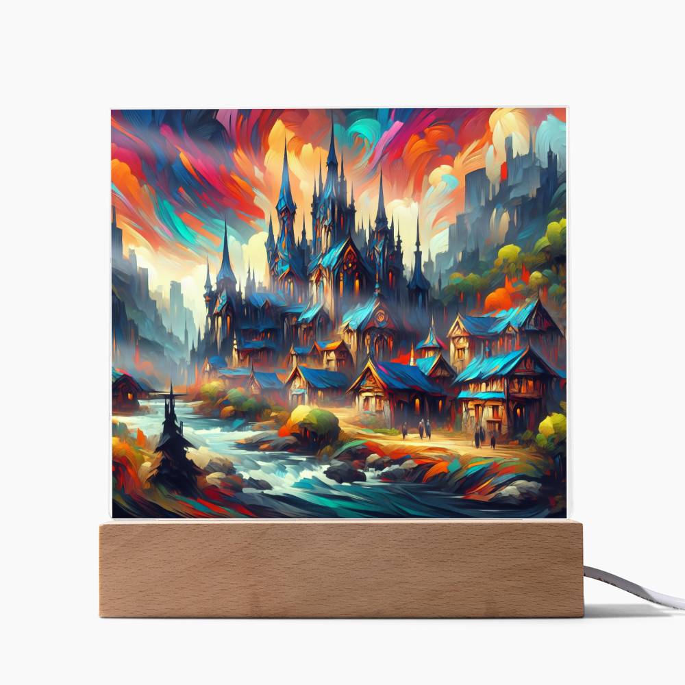 DnD Castle and Village on the Hill Acrylic Plaque