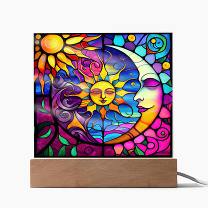 SG_SunMoonSon (2) Sublimation Stained Glass Square Acrylic Plaque