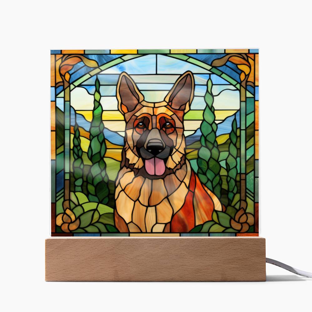 German Shepherd Dog Acrylic  Square Plaque, Pet Memorial