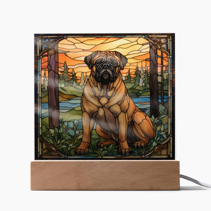 Bullmastiff Dog Acrylic  Square Plaque, Pet Memorial