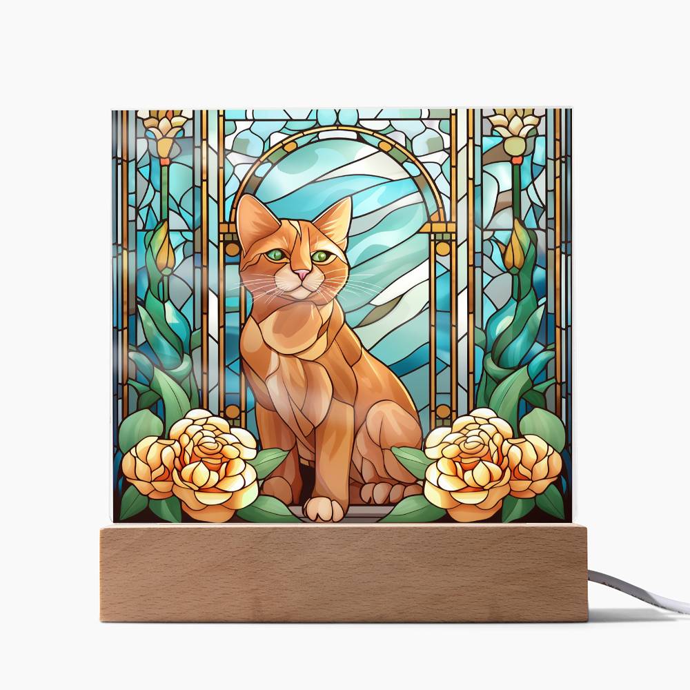 Cat Sublimation Stained Glass Square Acrylic Plaque