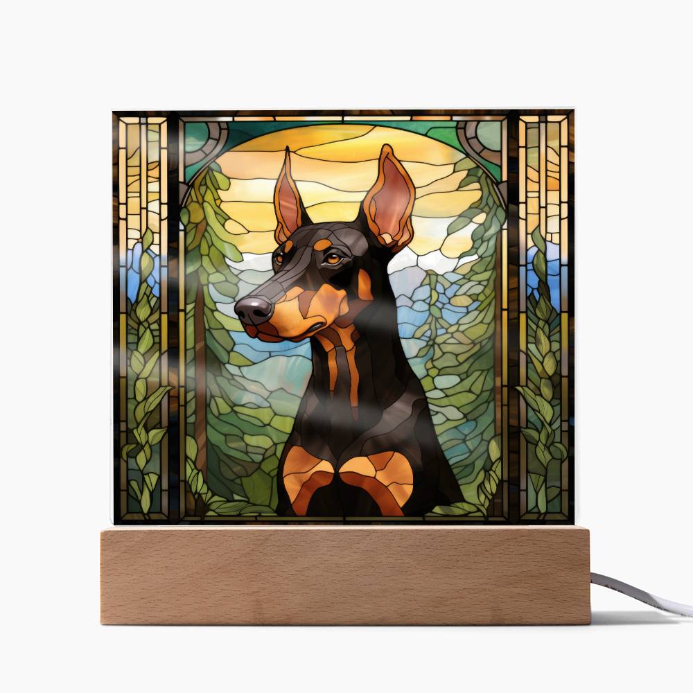 Dobermann Dog Acrylic  Square Plaque, Pet Memorial