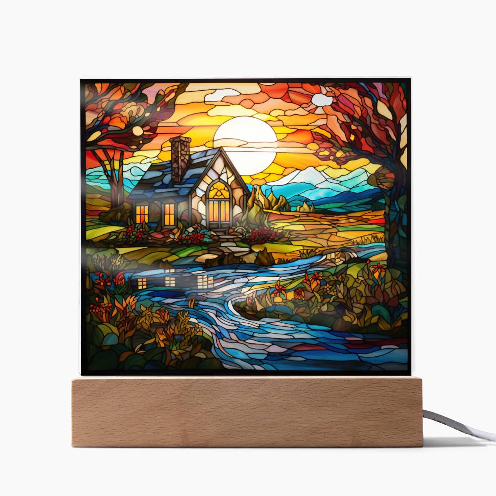 River Cabin Acrylic Plaque