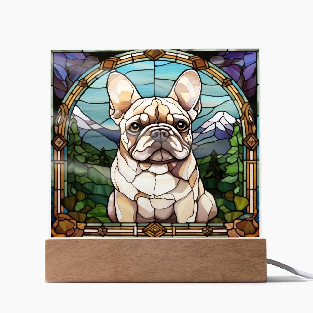 White French Bulldog (1) Dog Acrylic  Square Plaque, Pet Memorial