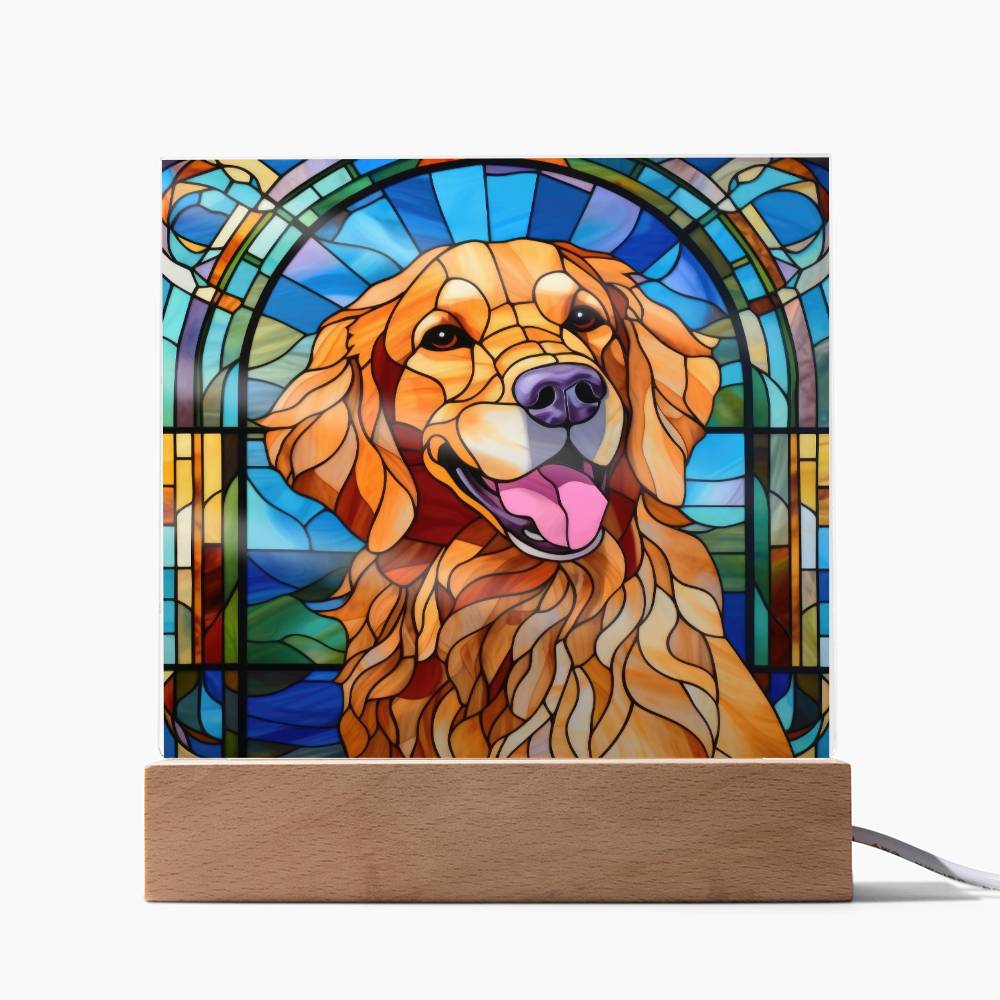 Golden Retriever Dog Acrylic  Square Plaque, Pet Memorial