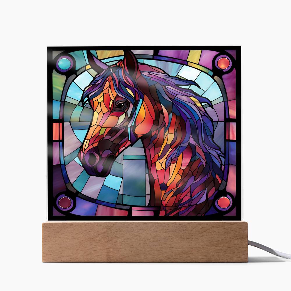 Horse Sublimation Stained Glass Square Acrylic Plaque