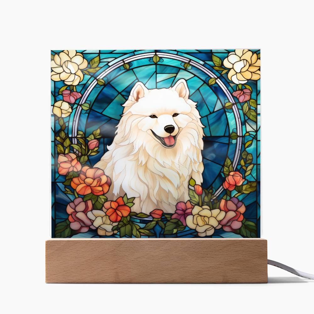 Samoyed Dog Acrylic  Square Plaque, Pet Memorial