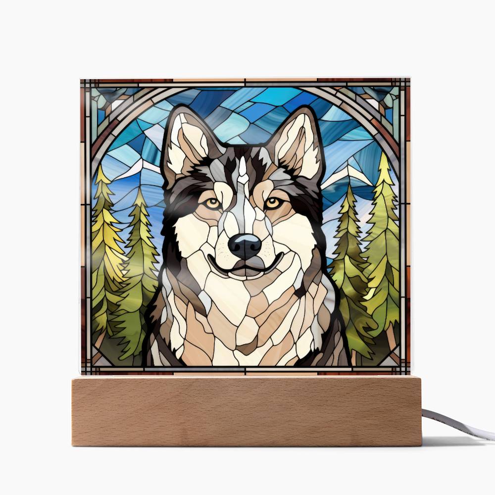 Siberian Husky Dog Acrylic  Square Plaque, Pet Memorial