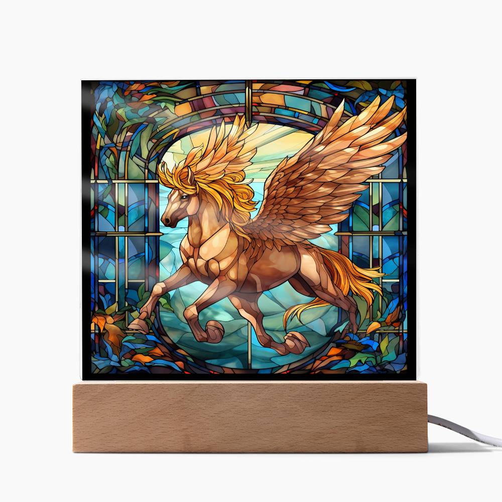 Pegasus Sublimation Stained Glass Square Acrylic Plaque