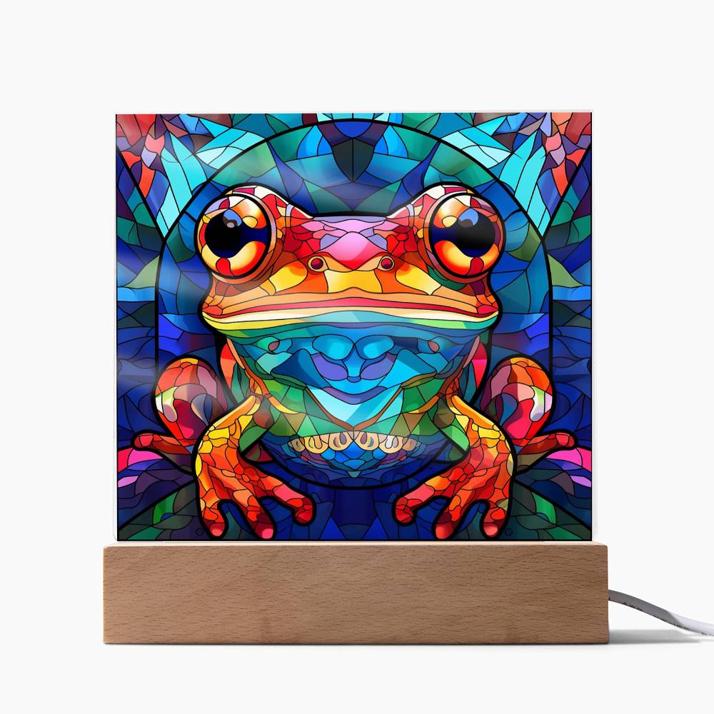 Frog Sublimation Stained Glass Square Acrylic Plaque