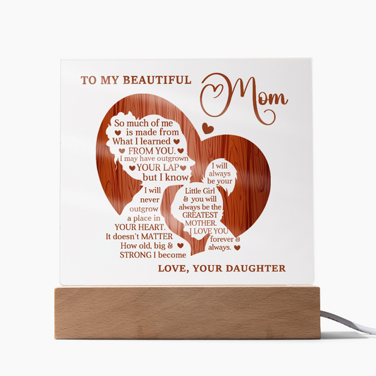 My Beautiful Mom Square Acrylic Plaque and Nightlight