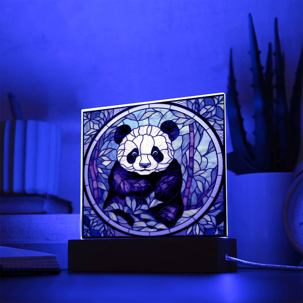 Panda Bear Stained Glass Sublimation Square Acrylic Plaque