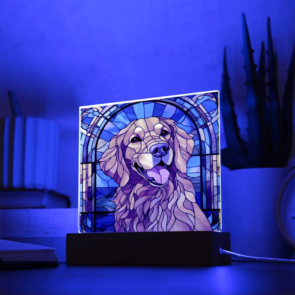 Golden Retriever Dog Acrylic  Square Plaque, Pet Memorial