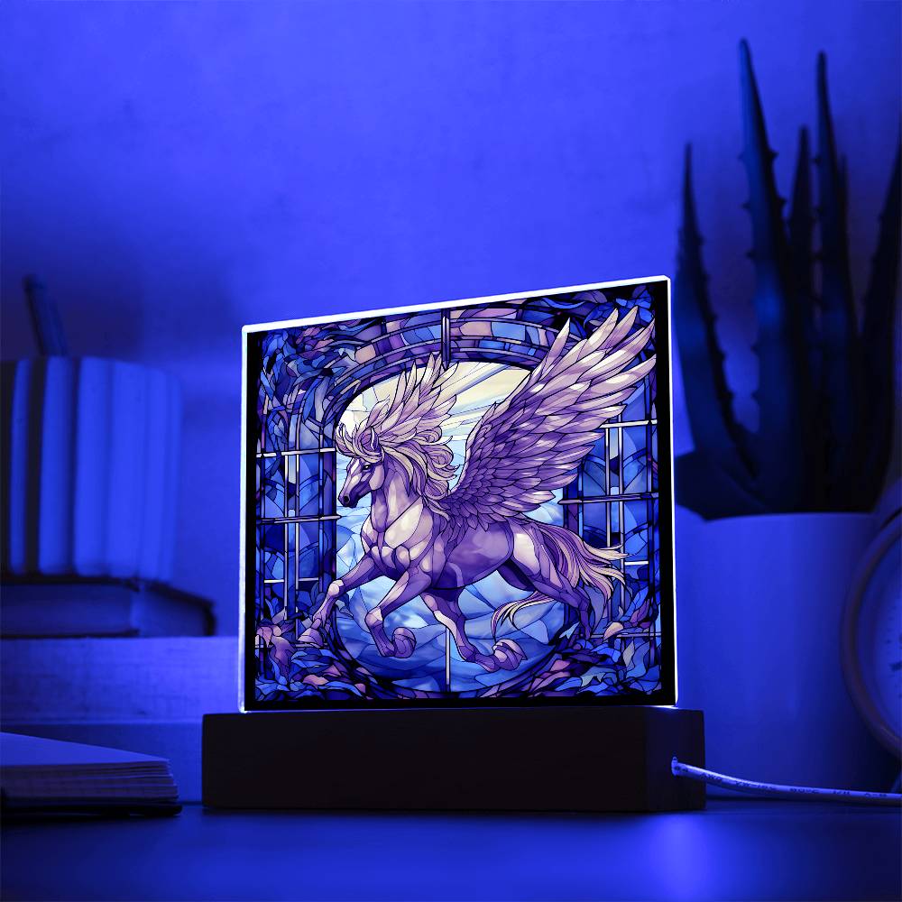 Pegasus Sublimation Stained Glass Square Acrylic Plaque