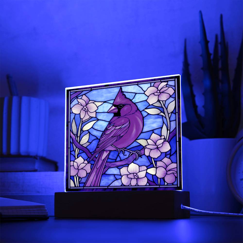 Red Cardinal Stained Glass Sublimation Square Acrylic Plaque