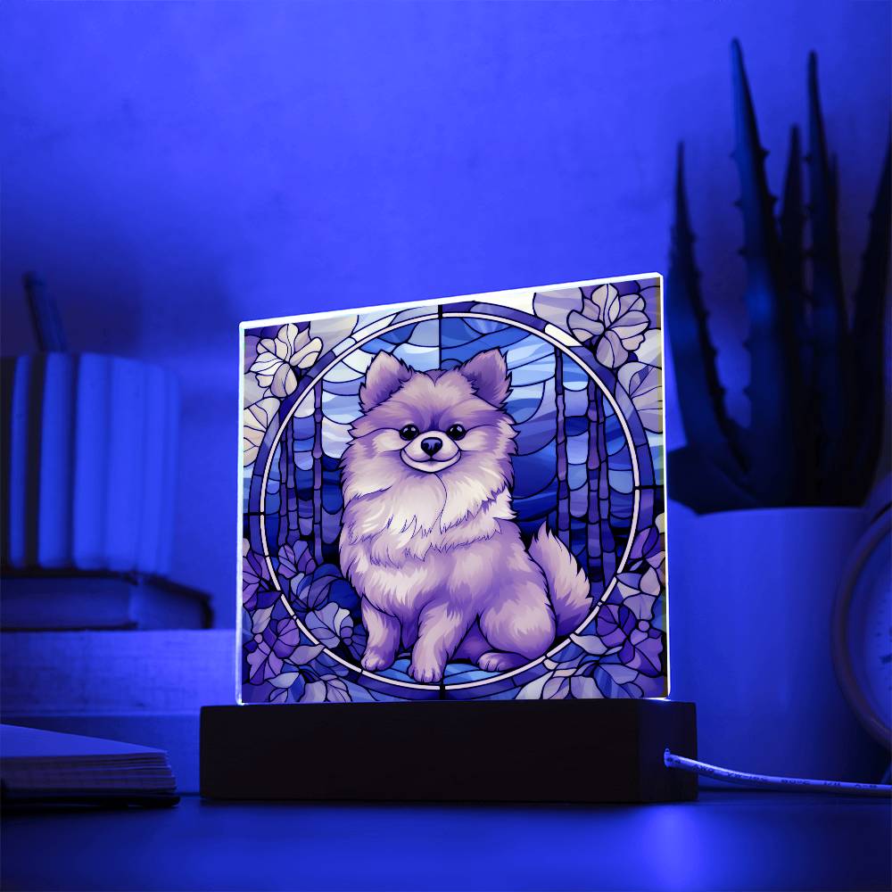 Pomeranian Dog Acrylic  Square Plaque, Pet Memorial