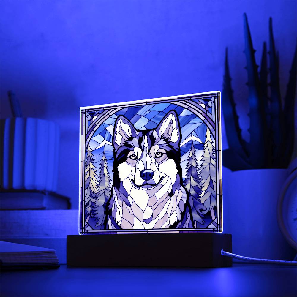 Siberian Husky Dog Acrylic  Square Plaque, Pet Memorial