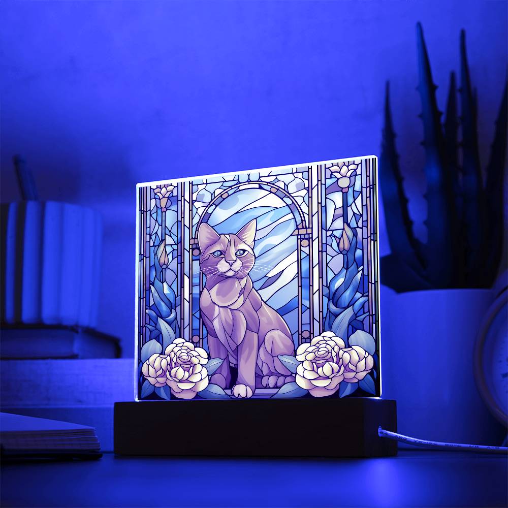 Cat Sublimation Stained Glass Square Acrylic Plaque