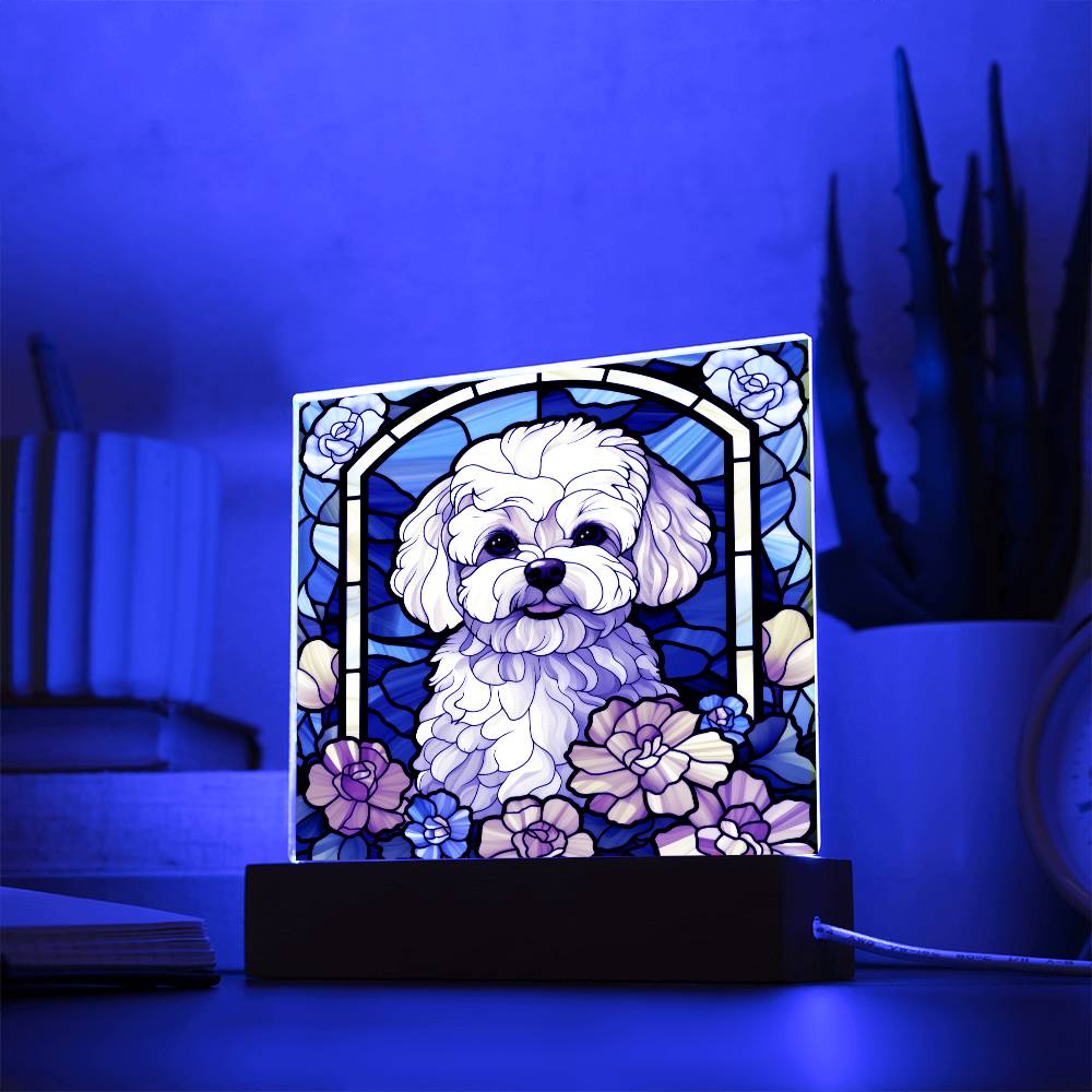 Maltipoo Dog Acrylic  Square Plaque, Pet Memorial