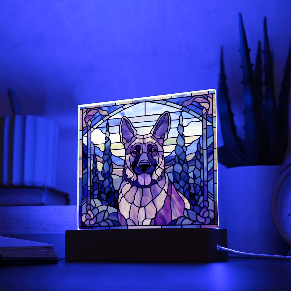 German Shepherd Dog Acrylic  Square Plaque, Pet Memorial