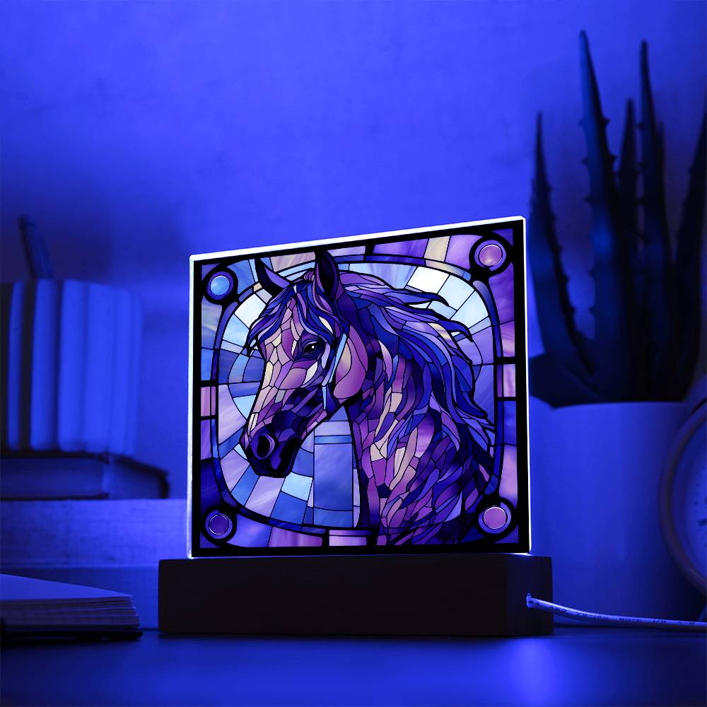 Horse Sublimation Stained Glass Square Acrylic Plaque