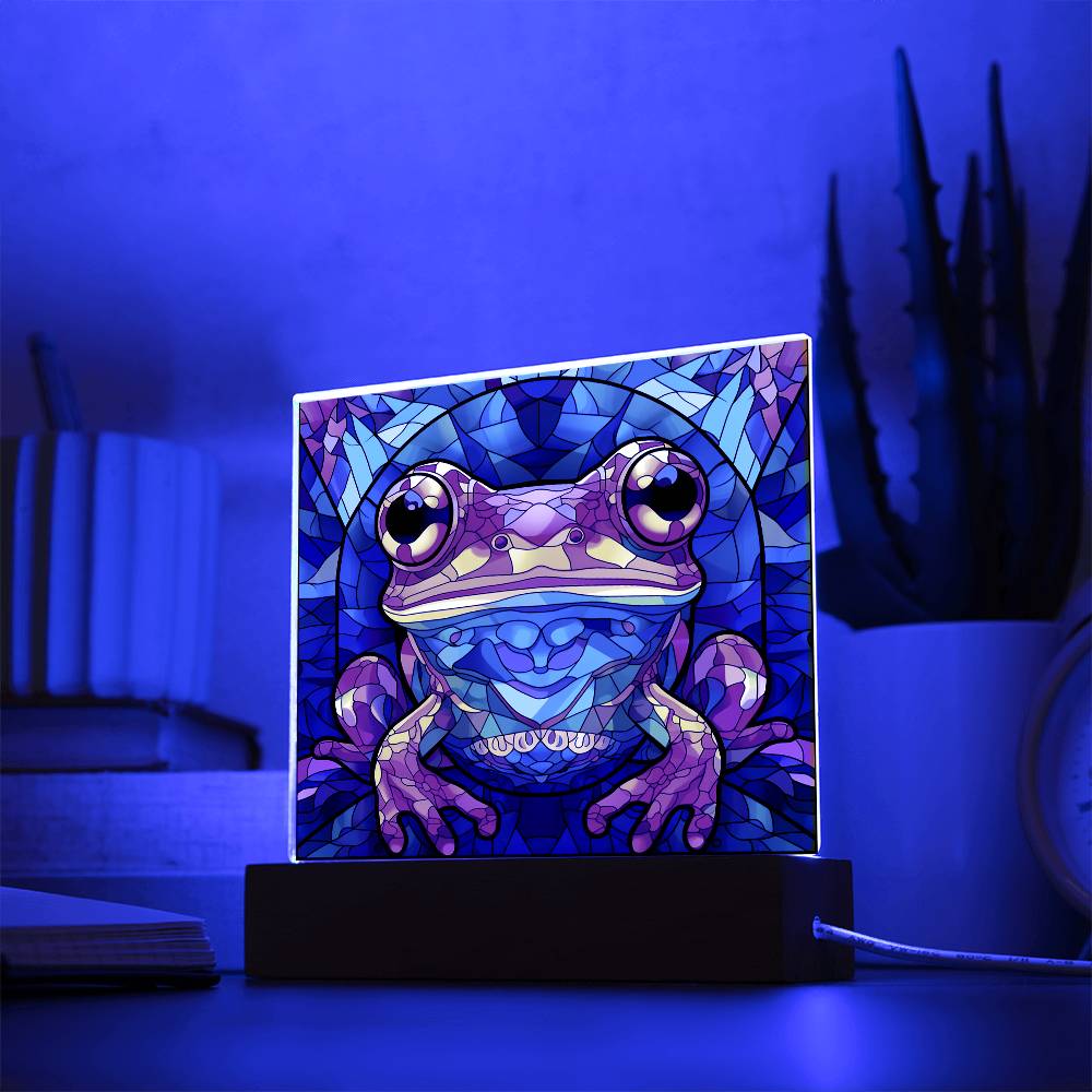 Frog Sublimation Stained Glass Square Acrylic Plaque