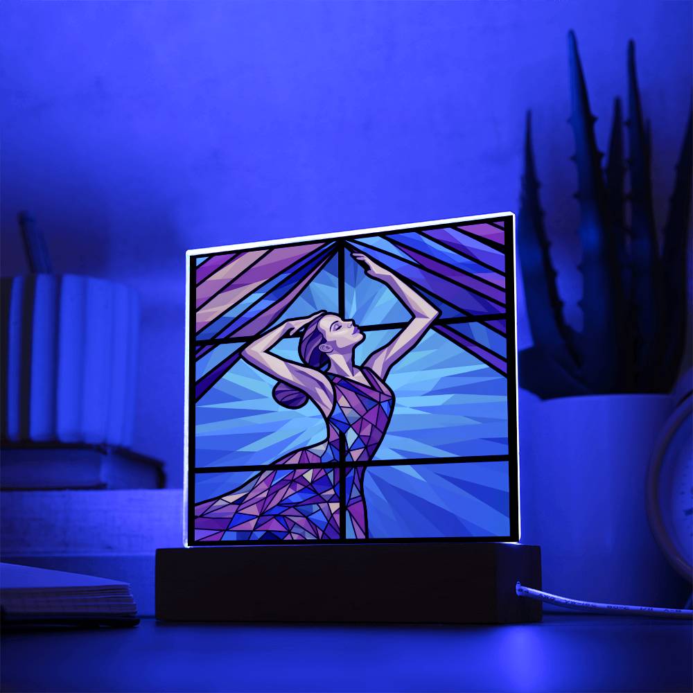 Dancer Sublimation Stained Glass Square Acrylic Plaque