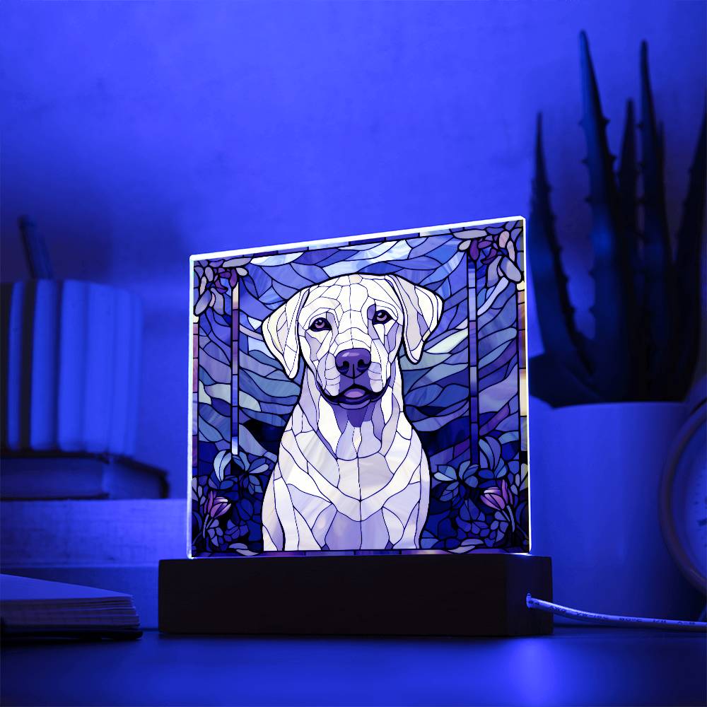 White Labrador Retriever Dog Acrylic  Square Plaque, Pet Memorial