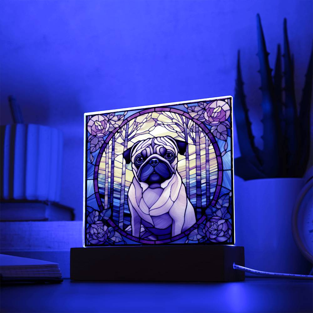 Pug Dog Acrylic  Square Plaque, Pet Memorial