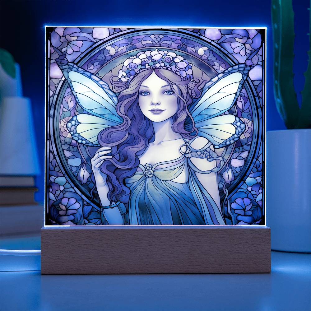 Fairy Sublimation Stained Glass Square Acrylic Plaque