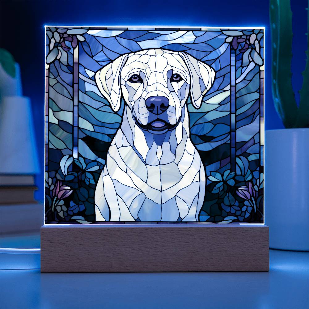 White Labrador Retriever Dog Acrylic  Square Plaque, Pet Memorial