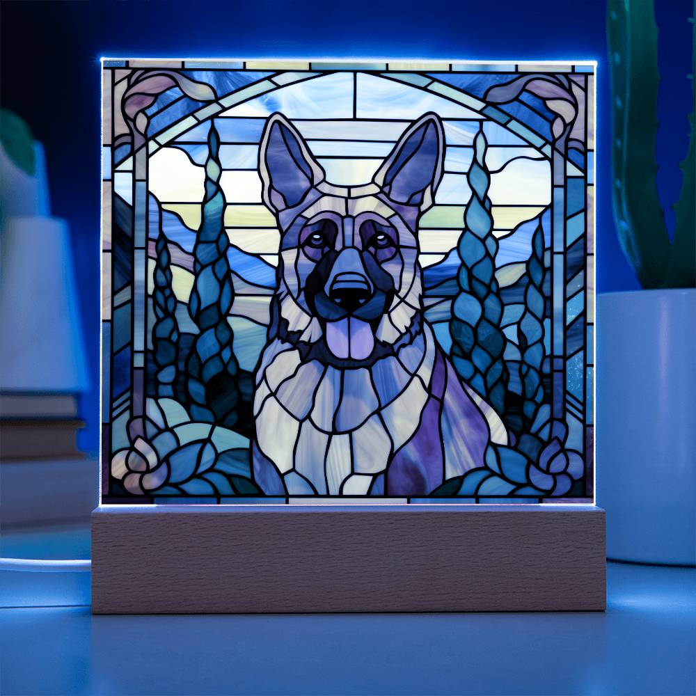 German Shepherd Dog Acrylic  Square Plaque, Pet Memorial