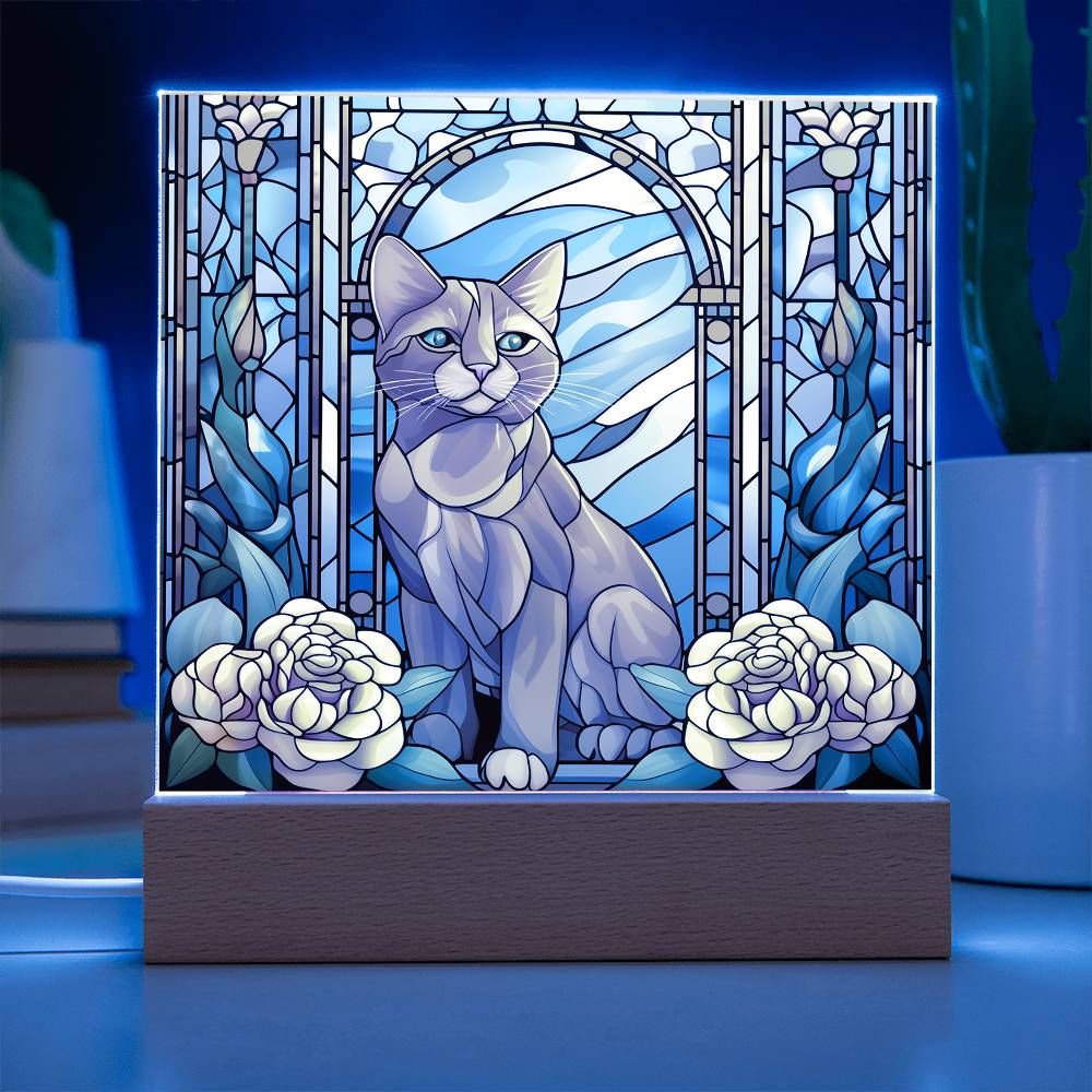 Cat Sublimation Stained Glass Square Acrylic Plaque