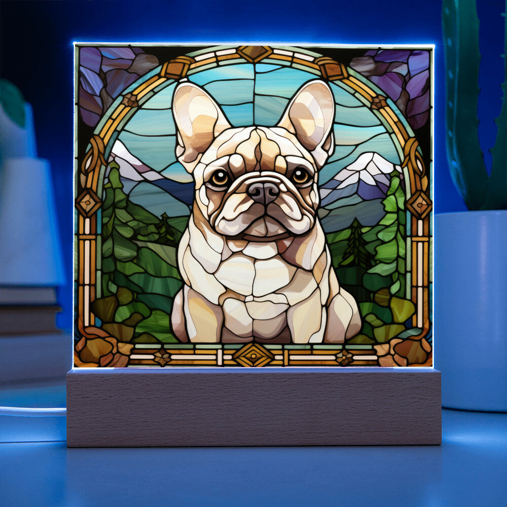 White French Bulldog Dog Acrylic  Square Plaque, Pet Memorial