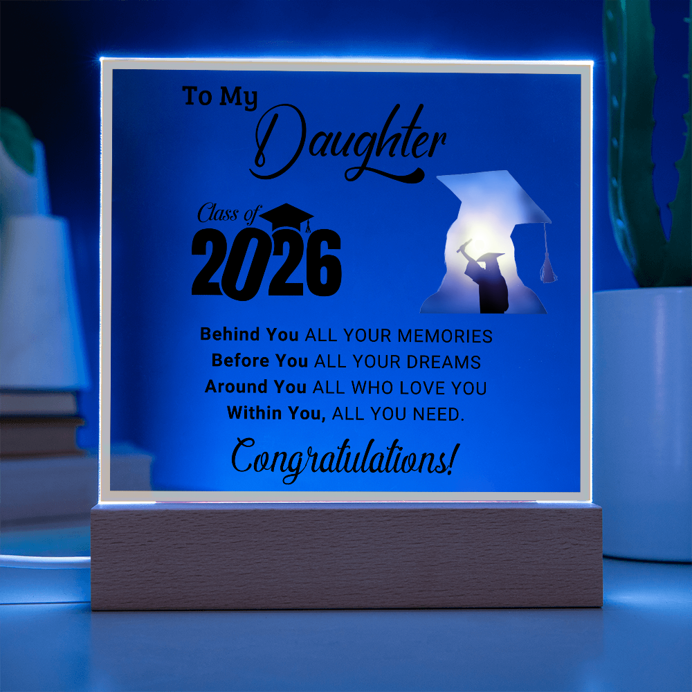 Daughter's 2026 Graduation Acrylic Light Up Plaque