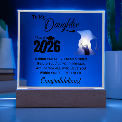 Daughter's 2026 Graduation Acrylic Light Up Plaque