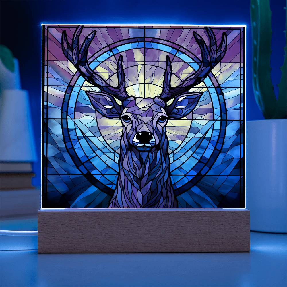 Buck Deer Sublimation Stained Glass Square Acrylic Plaque