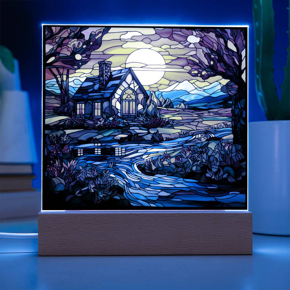 River Cabin Acrylic Plaque