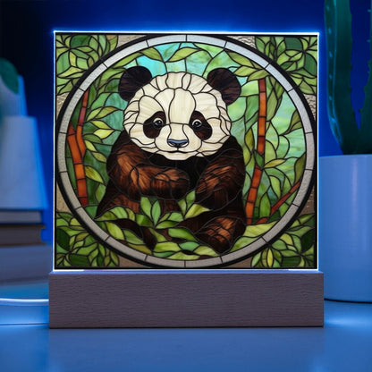 Panda Bear Stained Glass Sublimation Square Acrylic Plaque