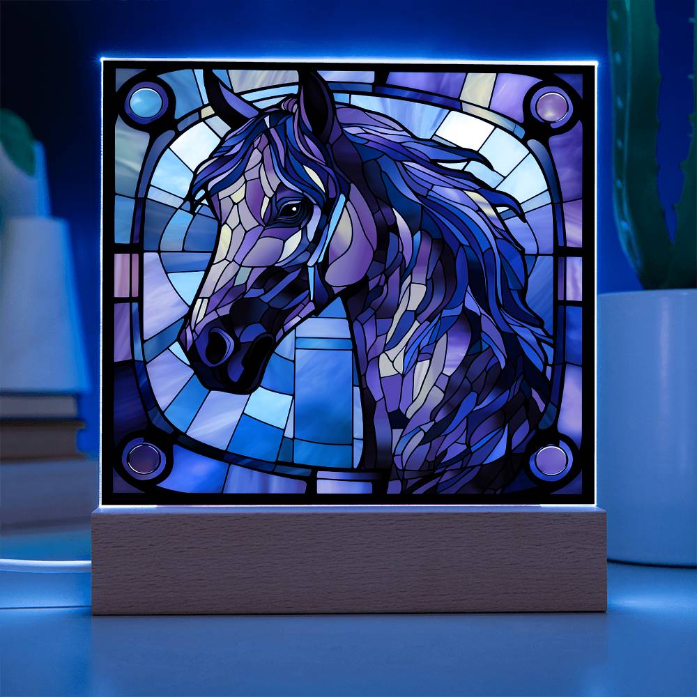 Horse Sublimation Stained Glass Square Acrylic Plaque